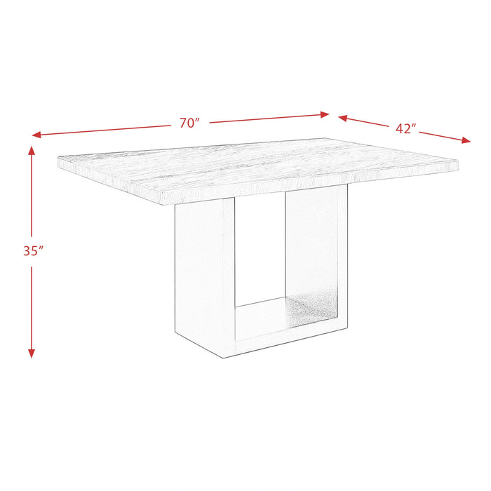 Valentino White 5PC Counter Height Dining Set - Table & Four Grey Chairs