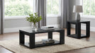Pavone Open-Shelf Coffee and End Table Set - Black 2-Piece Set