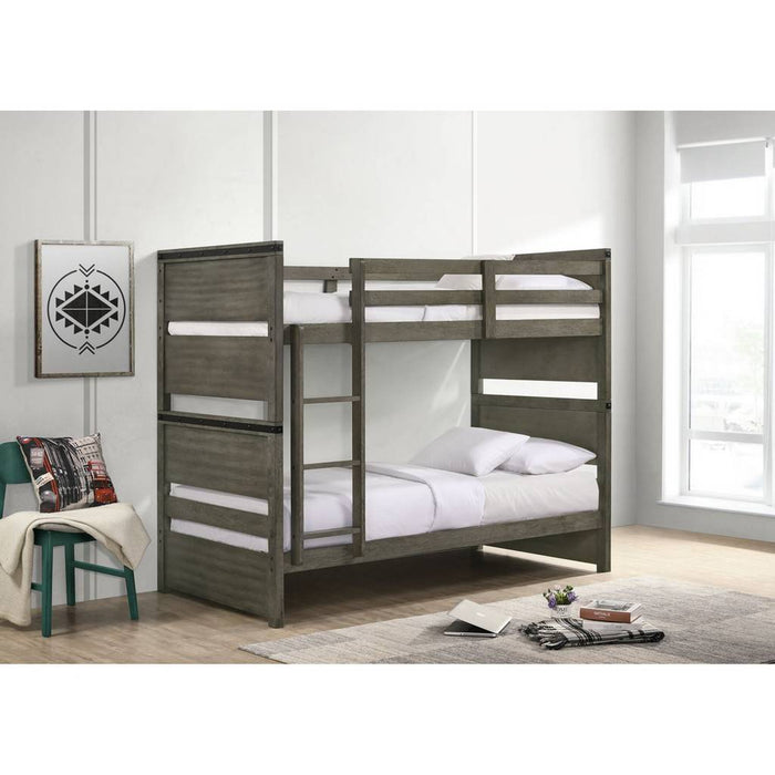 Elements International Wade Twin over Full Bunk Bed in Gray