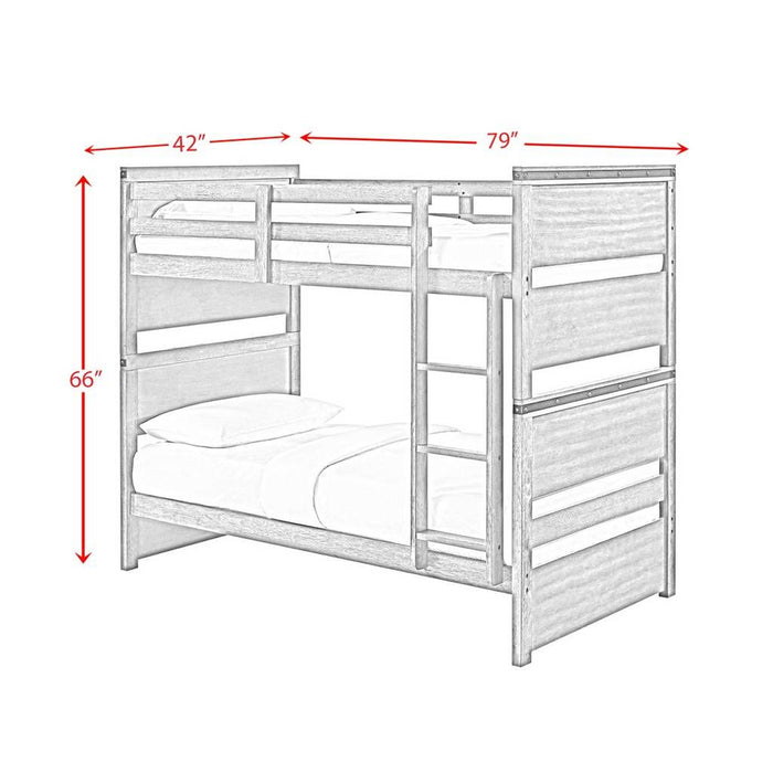 Elements International Wade Twin over Twin Bunk Bed in Gray
