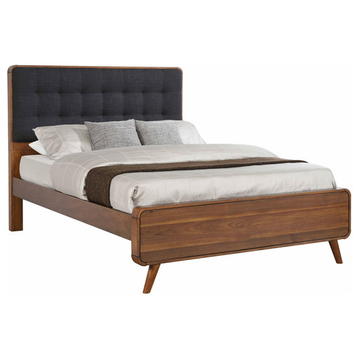 Robyn Queen Bed with Upholstered Headboard Dark Walnut image
