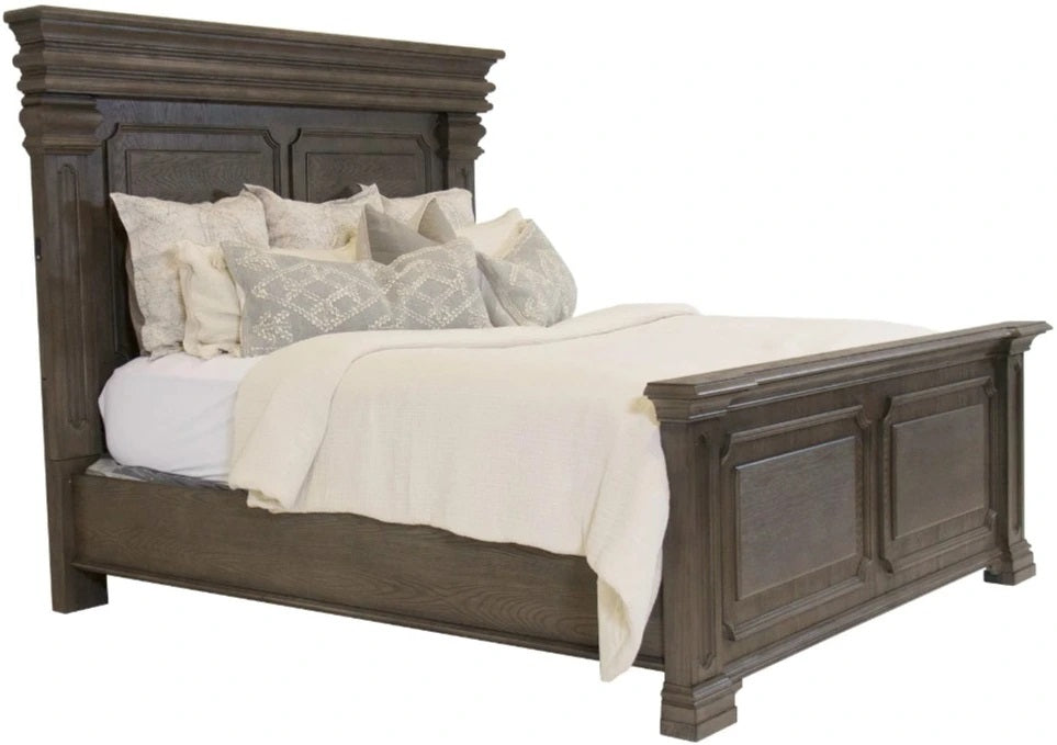 Elements International Kings Court King Panel Bed in Grey image