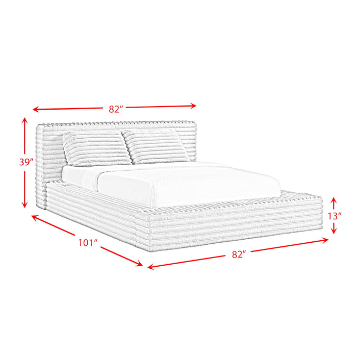 Rosebery UPH Bed with 2 Pillows in Light Grey Corduroy