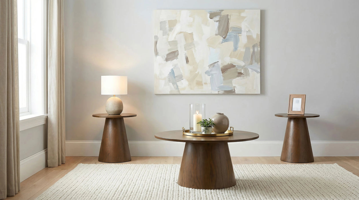 Franklin Round Pedestal Coffee Table Set