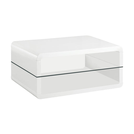 Elana Rectangle 2-shelf Coffee Table Glossy White image