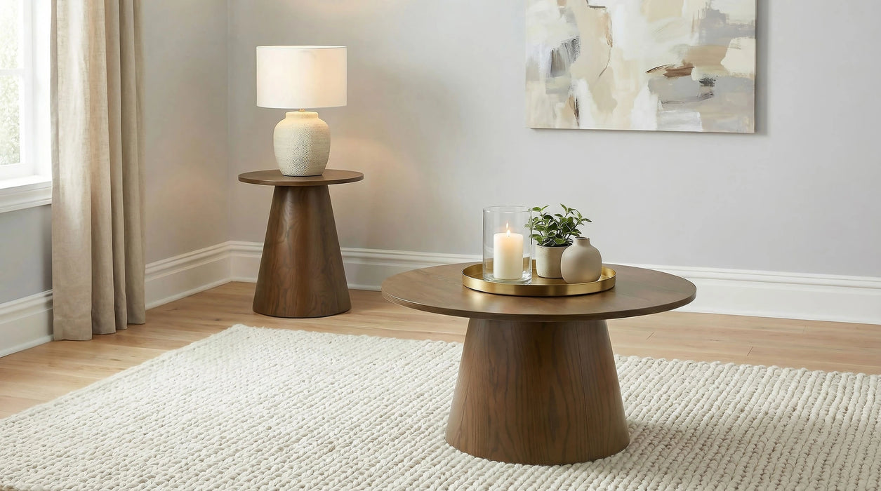 Franklin Round Pedestal Coffee Table Set
