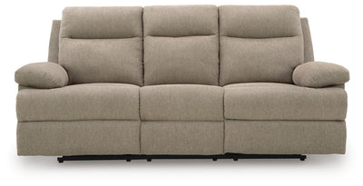 Side-Swipe Reclining Sofa with Drop Down Table