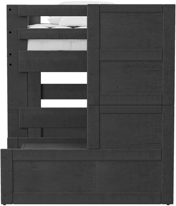 Elements International Cali Kids Full Junior Loft Bed with Staircase in Sleek Gray