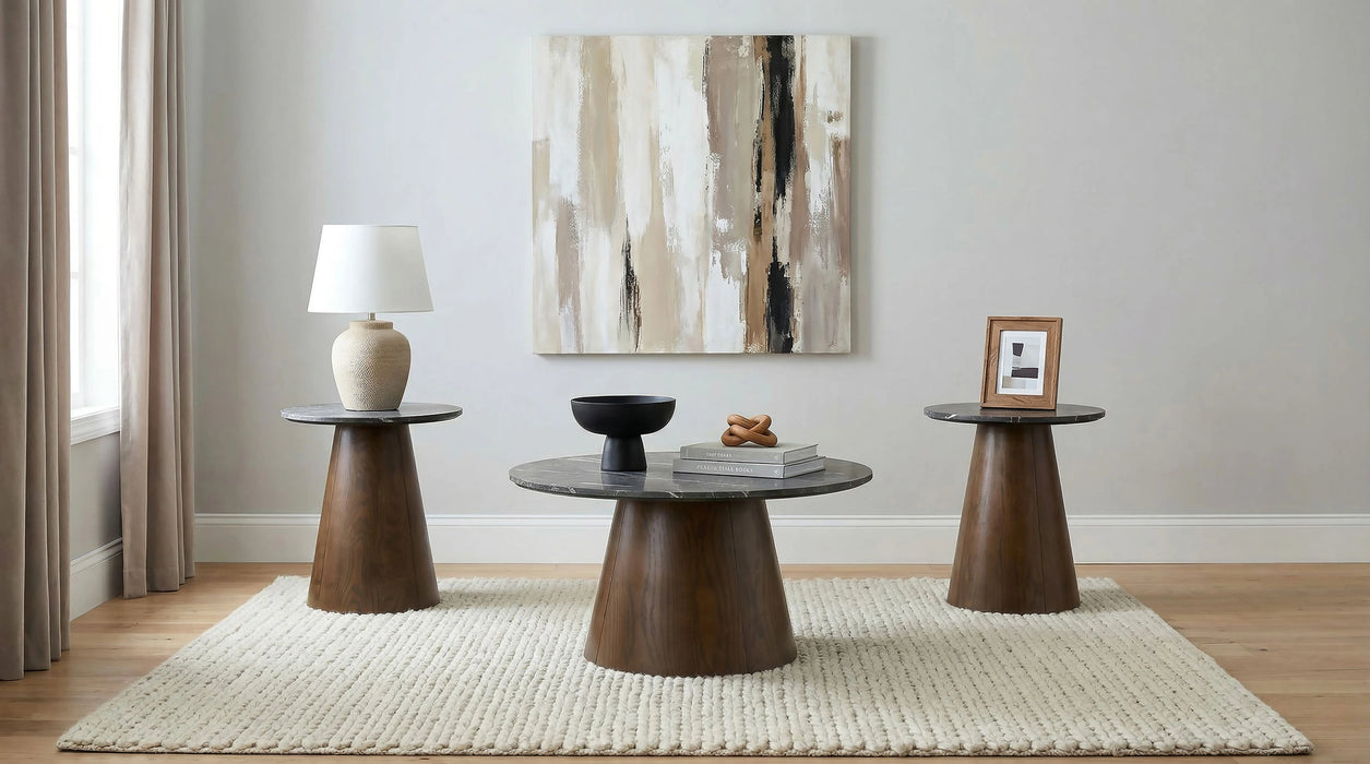Franklin Round Pedestal Coffee Table Set