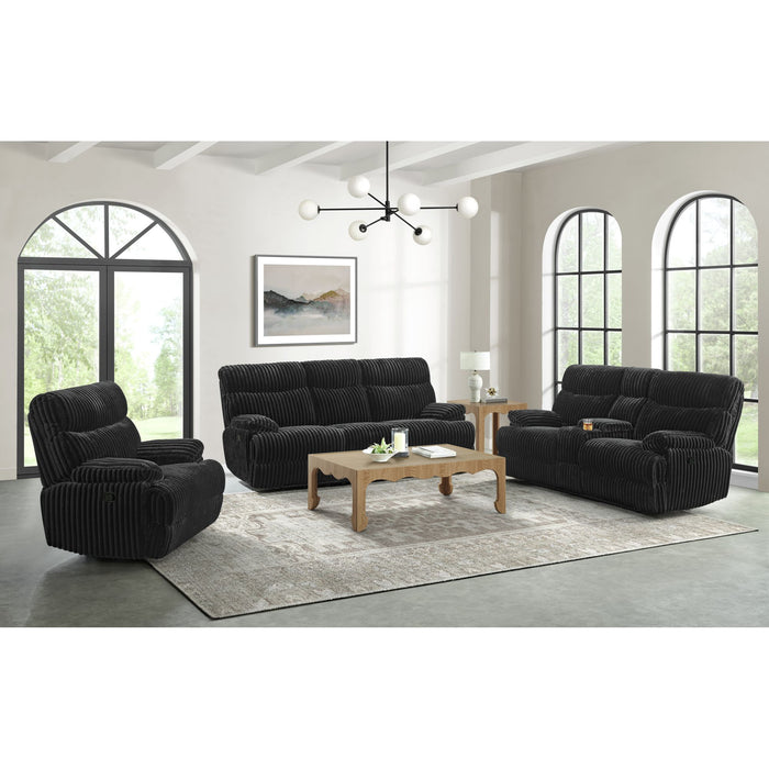 Admiral 3PC Living Room Set in Masis Black-Sofa, Loveseat & Recliner - Maxx Save 