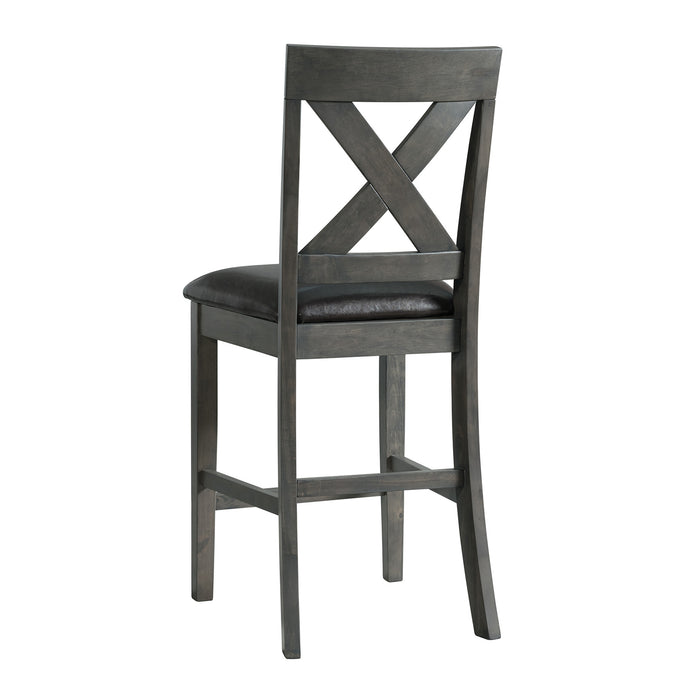 Alex Counter Side Chair W/Black PU Grey (2 Per Pack) - Maxx Save 