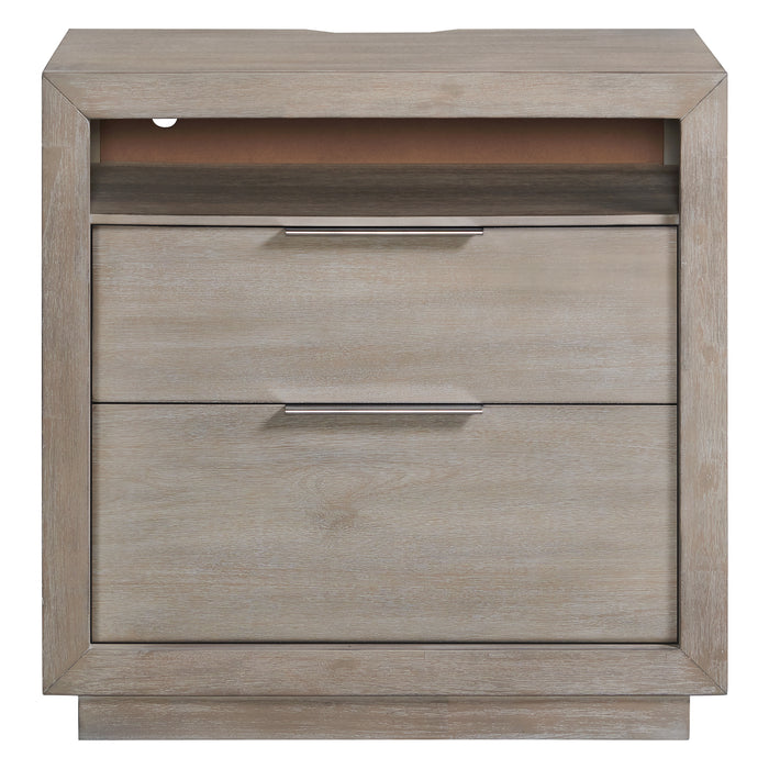 Arcadia 2-Drawer Nightstand with USB in Grey - Maxx Save 
