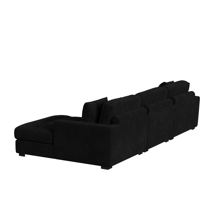 Arizona 3PC Sectional Set with RHF Chaise in Steno Black - Maxx Save 
