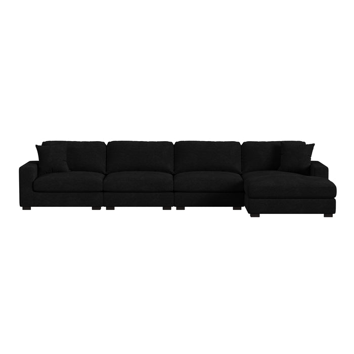 Arizona 4PC Sectional Set with RHF Chaise in Steno Black - Maxx Save 