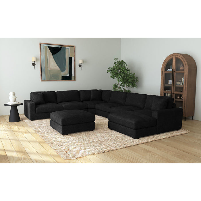 Arizona 7PC Sectional Set with RHF Chaise in Steno Black - Maxx Save 