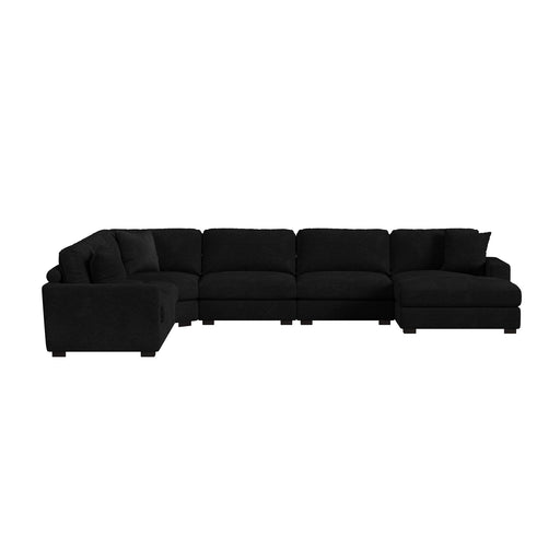 Arizona 6PC Sectional Set with RHF Chaise in Steno Black - Maxx Save 