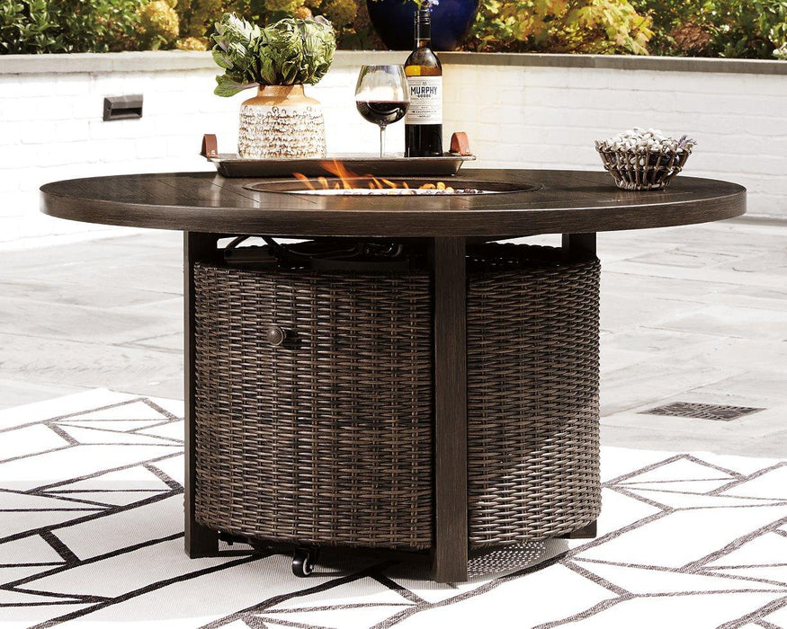 Paradise Trail Paradise Trail Fire Pit Table with 4 Nuvella Swivel Lounge Chairs - Maxx Save 