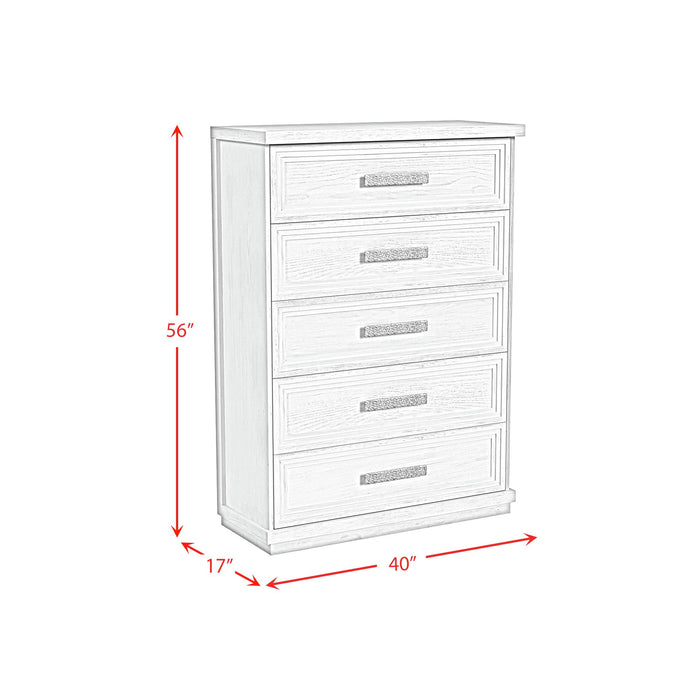 Avalanche 5-Drawer Chest in Antique White - Maxx Save 