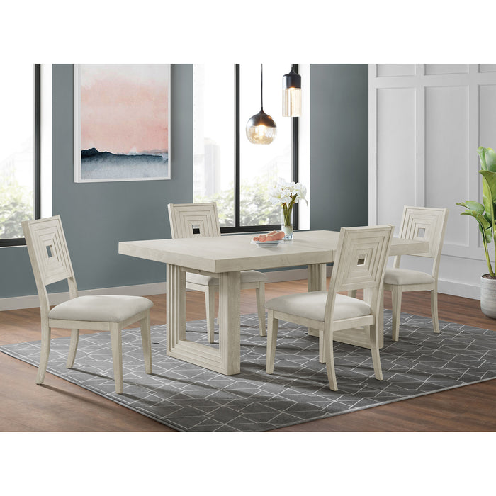 Avalanche Standard Height Dining Set in Antique White-Table and Four Chairs - Maxx Save 