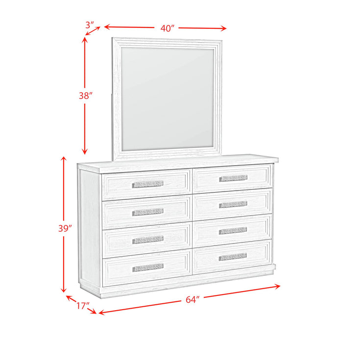 Avalanche Dresser and Mirror Set in Antique White - Maxx Save 