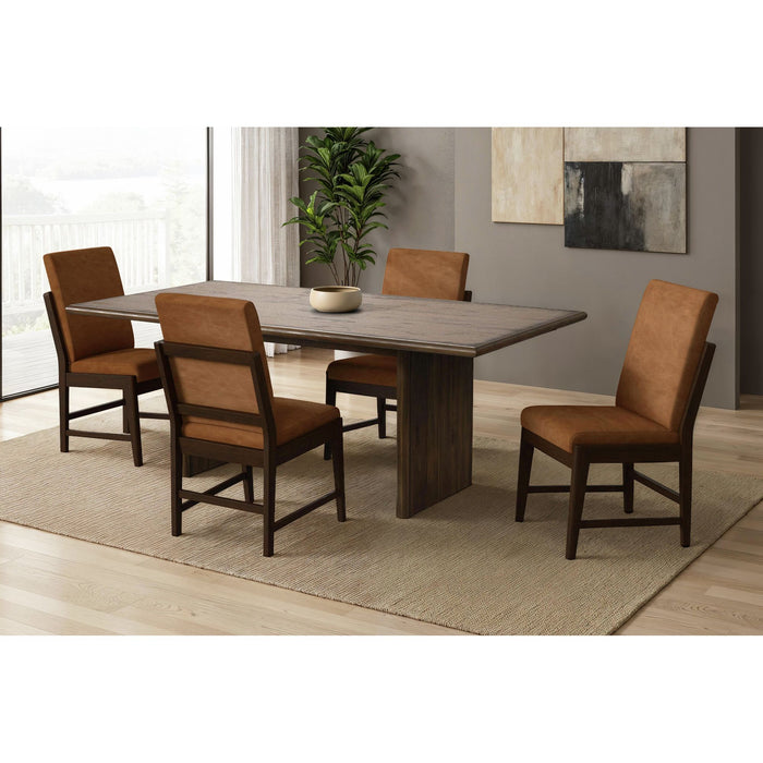 Brisbane Standard Height Dining Set in Brown-Table and Four Fabric Chairs - Maxx Save 