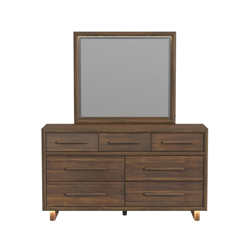 Brisbane Dresser and Mirror Set with LED in Brown - Maxx Save 