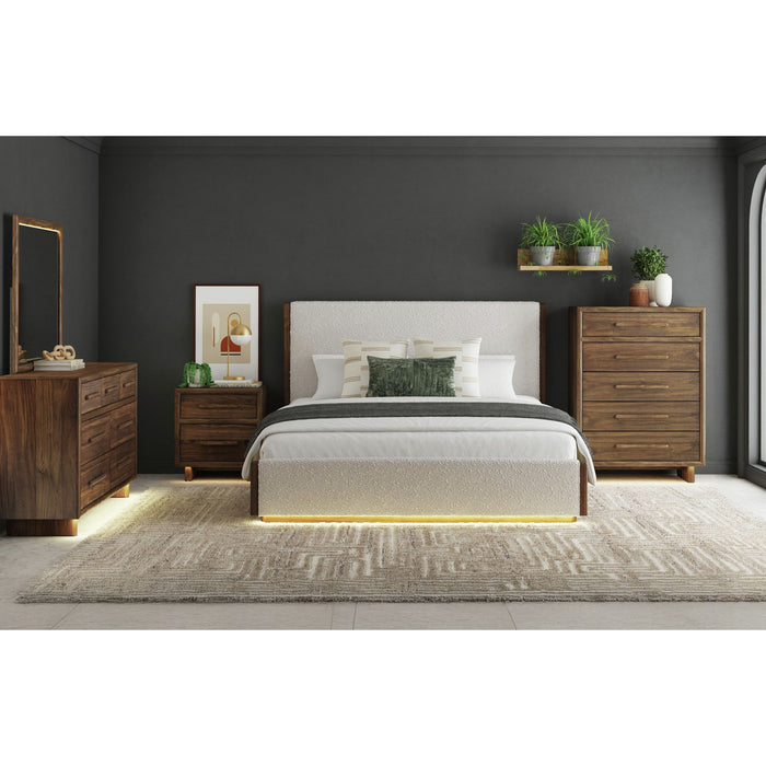 Brisbane Nightstand with USBC and LED in Brown
