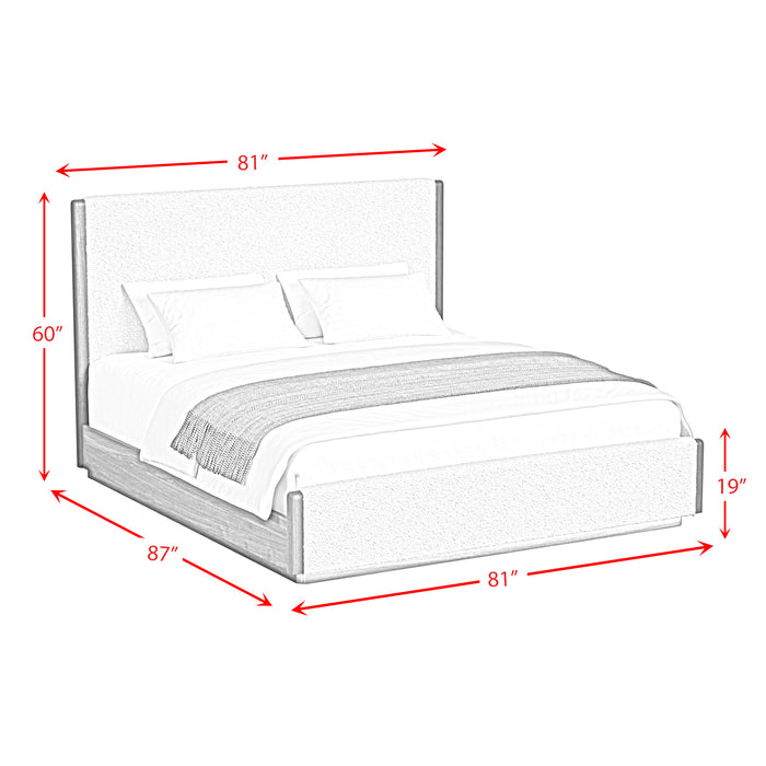 Brisbane UPH Bedroom Set with Boucle Beige and LED - Maxx Save 