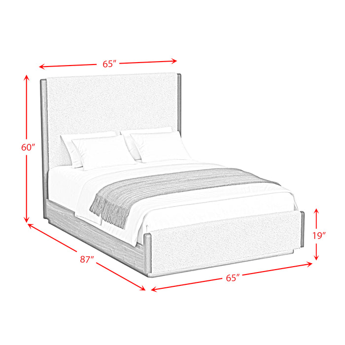 Brisbane UPH Bedroom Set with Boucle Beige and LED - Maxx Save 