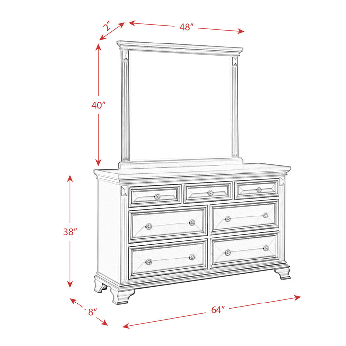 Calloway 7-Drawer Dresser w/ Mirror Set in Antique White - Maxx Save 