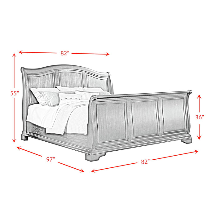 Cameron Cherry Sleigh Bed - Maxx Save 