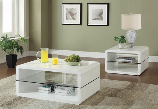 Elana Square 2-shelf End Table Glossy White - Maxx Save 
