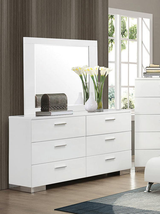 Felicity Rectangle Dresser Mirror Glossy White - Maxx Save 