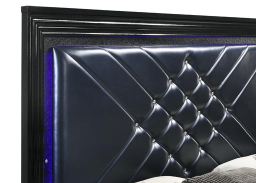 Penelope Queen Bed with LED Lighting Black and Midnight Star - Maxx Save 