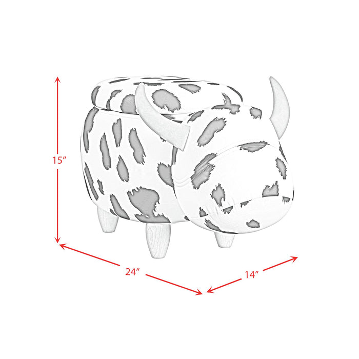 Cow Storage Stool in White and Black - Maxx Save 