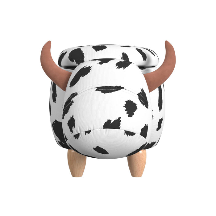Cow Storage Stool in White and Black - Maxx Save 