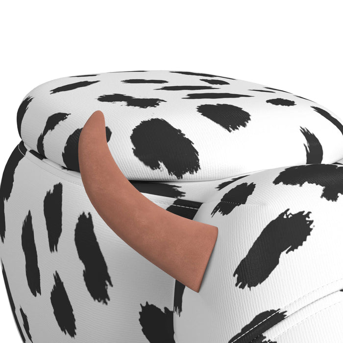 Cow Storage Stool in White and Black - Maxx Save 