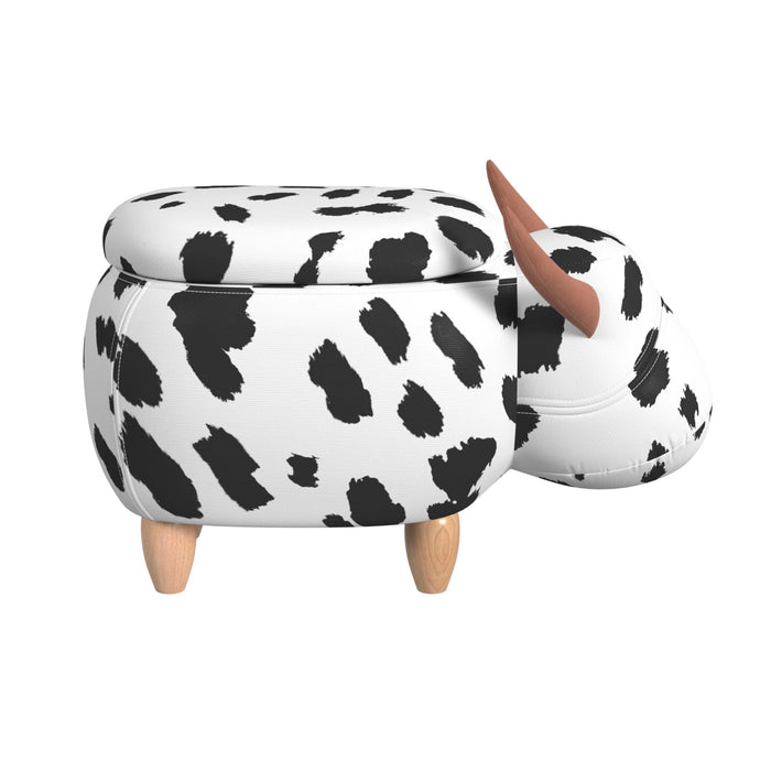 Cow Storage Stool in White and Black - Maxx Save 