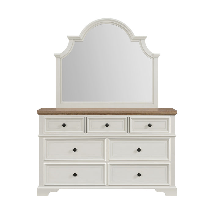 Eastwood Youth Dresser and Mirror Set in Brown and Off-White - Maxx Save 