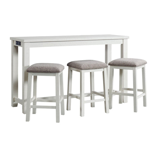 Stone Occasional Bar Table Single Pack in White (Table + Three Stools) - Maxx Save 