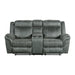Sorrento Motion Loveseat with Console in FB367 Charcoal - Maxx Save 