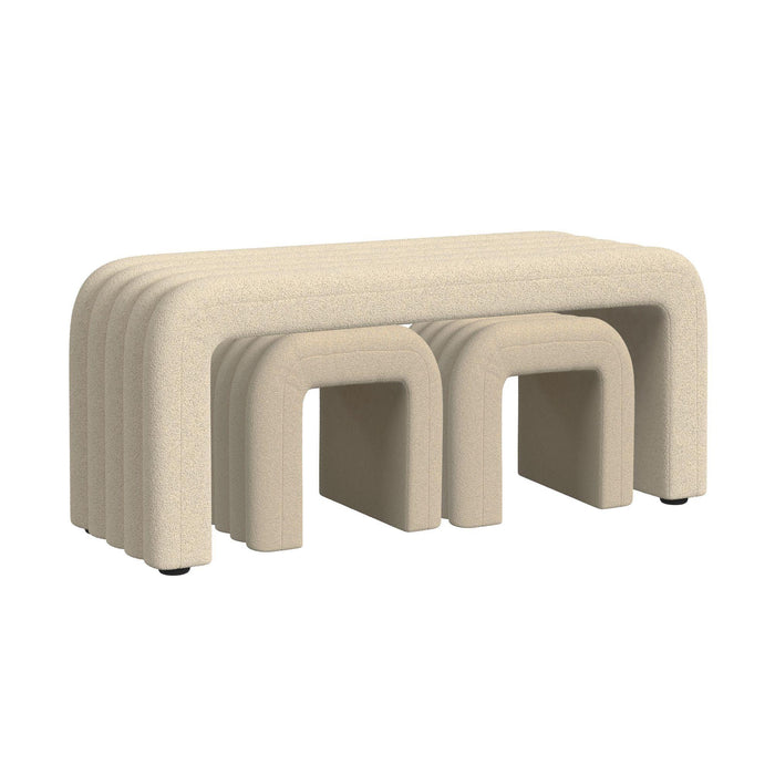 Seqouia Bench With 2 Stools in Ching Cream - Maxx Save 