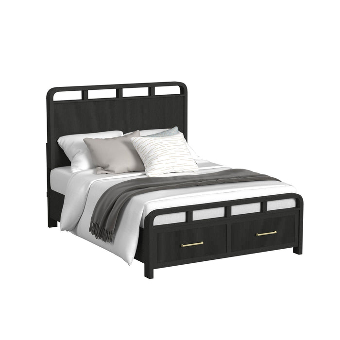 Ridgemont Storage Bedroom Set in Black with Grain - Maxx Save 
