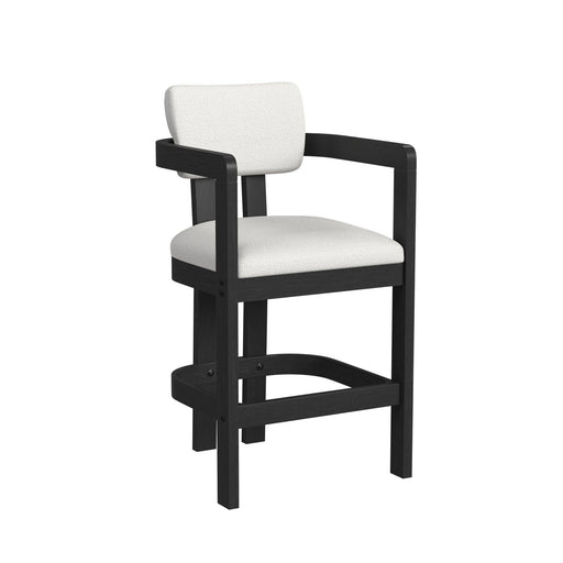 Portland Arm Barstool with White Fabric in Black (2 Per Carton) - Maxx Save 