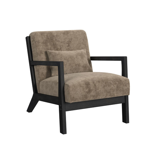 Marina Chair with kidney pillow in Langley Cocoa and Brushed Espresso Finish - Maxx Save 