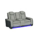Lantana Power Motion Loveseat with Power Headrest, Led, and Console in Rocky Cement/Charcoal - Maxx Save 
