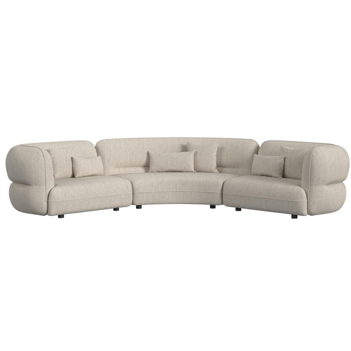 Four Seasons Sectional Set in Woolen Camel with 6 Pillows - Maxx Save 