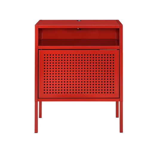 Ember Nightstand (C-1094) RED NIGHTSTAND W/ USB - Maxx Save 