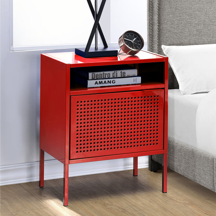 Ember Nightstand (C-1094) RED NIGHTSTAND W/ USB - Maxx Save 