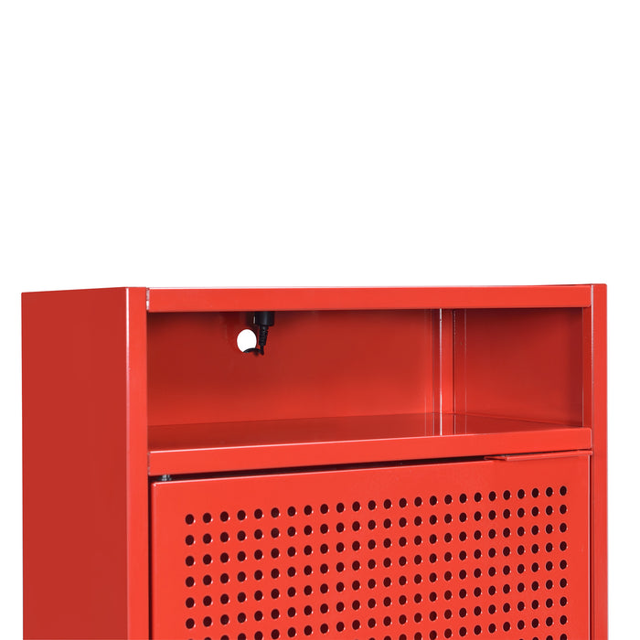 Ember Nightstand (C-1094) RED NIGHTSTAND W/ USB - Maxx Save 